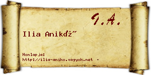 Ilia Anikó névjegykártya